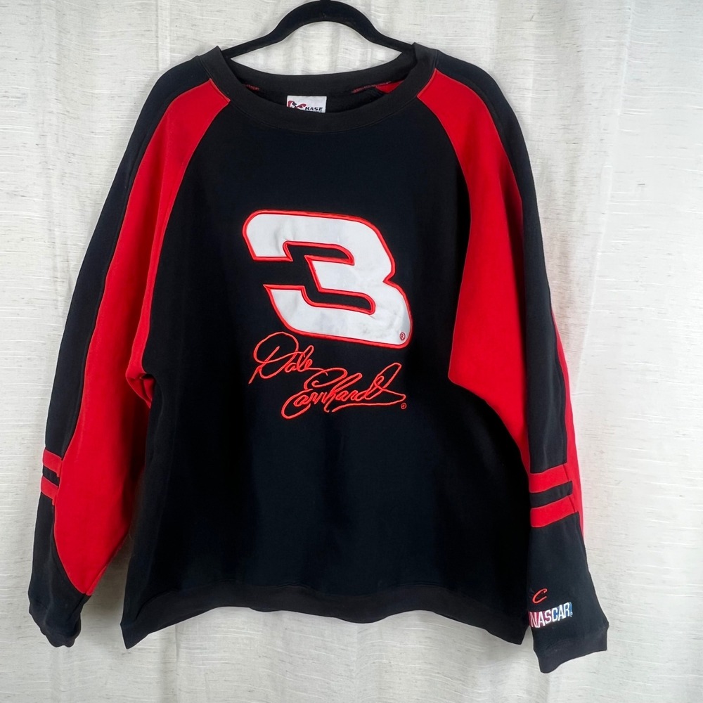 Chase Vintage Authentics Dale Earnhardt NASCAR Crewneck Sweatshirt Black Red. XL